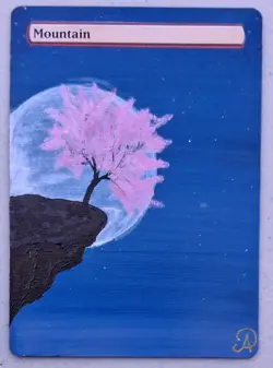 Hand Painted MTG Alter Land Mountain - Image 1