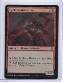 Reckless Barbarian 193/361 Baldur’s Gate Foil MTG Common LP - Image 1
