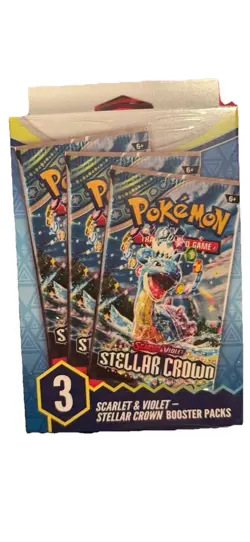 Pokemon Scarlet and Violet Stellar Crown 3 Booster Packs - Factory Sealed - Image 1