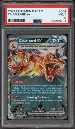 2024 Pokemon TCG Charizard ex Scarlet & Violet Paldean Fates 054/091 Holo PSA 9 - Image 1