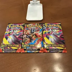 2025 Pokemon TCG Mega Evolution Golduck Promo (3) Three Booster Pack Please Read - Image 3