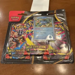 2025 Pokemon TCG Mega Evolution Golduck Promo (3) Three Booster Pack Please Read - Image 5