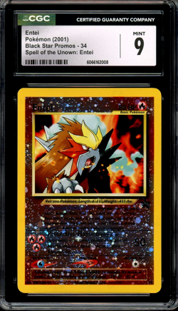 CGC 9 Mint Entei Holo WOTC Black Star Promo 34 2001 Vintage Pokemon - Image 1