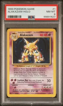1999 Pokemon Base Set Holo Alakazam #1 PSA 8 - Image 1