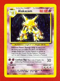 1999 Pokemon Alakazam 1/120 Base Set Holo Rare - Image 1