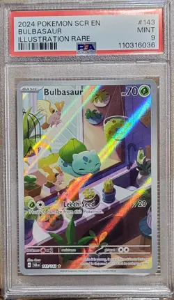 2024 Pokemon Bulbasaur - 143/142 Stellar Crown Illustration Rare PSA 9 - Image 1