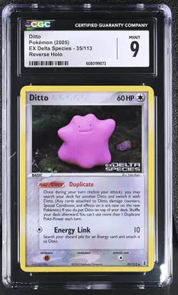 CGC 9 MINT Ditto 2005 EX Delta Species 35/113 Reverse Holo Pokemon Card - Image 1