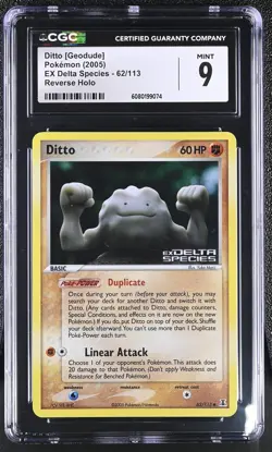 CGC 9 MINT Ditto [Geodude] EX Delta Species 62/113 Reverse Holo Pokemon Card - Image 1
