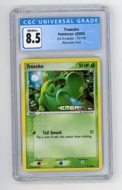 Treecko HOLO RARE 70/106 stamped EX Emerald Pokemon Card NM 2005 CGC 8.5 - Image 1