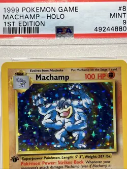 1999 Pokemon Machamp Holo 1st Edition Card #8 - PSA 9 Mint - Image 2