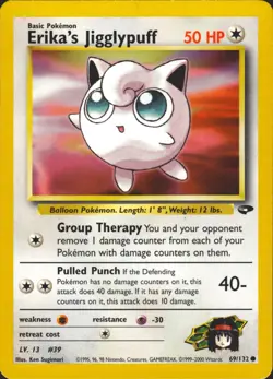 Erika's Jigglypuff 69/132 Unlimited Gym Challenge Pokemon Card NM - Image 1
