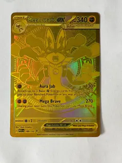 Mega Evolutions Mega Lucario Ex Gold Hyper Rare #188 Pokemon Card - Image 1