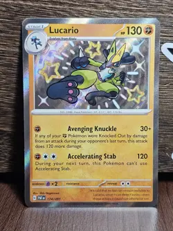 Pokemon TCG Lucario Paldean Fates Shiny Rare Holo Card 174/091 NM/M Condition - Image 1