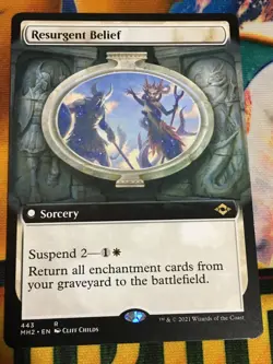 C5199 MAGIC GATHERING MTG MODERN HORIZONS 2 RESURGENT BELIEF #443 NM RARE BORDER - Image 1