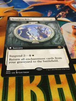 C5199 MAGIC GATHERING MTG MODERN HORIZONS 2 RESURGENT BELIEF #443 NM RARE BORDER - Image 2