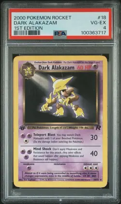 2000 Pokemon Team Rocket Dark Alakazam 1st Edition #18 PSA 4 VG-EX - Image 1
