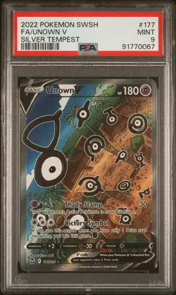 Unown V 2022 Pokemon Sword & Shield Silver Tempest #177 PSA 9 - Image 1
