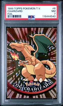 1999 Topps Pokemon T.V. Charizard 6 Foil PSA 7 - Image 3