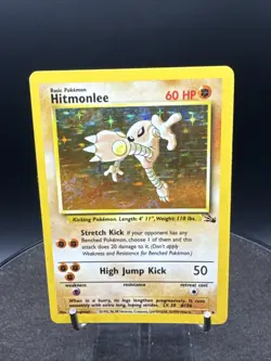 Hitmonlee Holo Fossil 7/62 Unlimited Holo Rare Wotc Pokemon Card Vintage - Image 2
