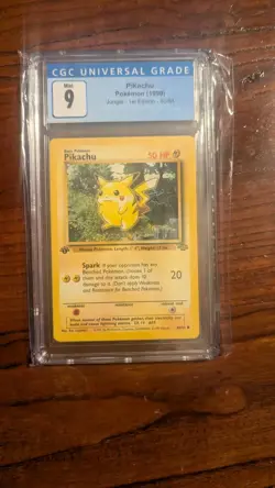 CGC 9 Pikachu 1st Edition Pokemon Card Jungle 60/64 Regular Mint Graded - Image 1