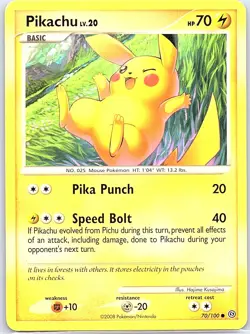 Pikachu 70/100 Non Holo Stormfront - Pokemon Card - LP - Image 1