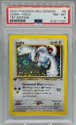 2000 Pokemon Neo Genesis Lugia Holo 1st Edition #9/111 PSA 8 Swirl - Image 3