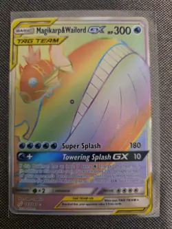Pokemon Magikarp & Wailord GX #183 Sun & Moon Team Up Rainbow Secret Rare HP - Image 1