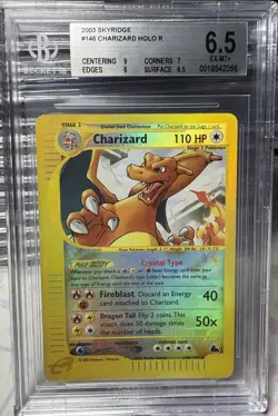 BGS 6.5 Charizard 146/144 Pokemon Skyridge Reverse Holo Crystal Charizard - Image 1