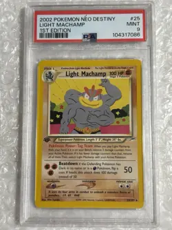 PSA 9 Pokemon 2002 1st Edition Neo Destiny Light Machamp Non-Holo Rare #25 - Image 1
