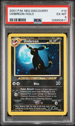 2001 POKEMON NEO DISCOVERY #13 UMBREON-HOLO PSA 6 - Image 1