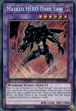 Masked HERO Dark Law - Secret Rare 1st Edition RA01-EN025 - NM - YuGiOh - Image 1
