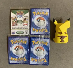 Pokemon Pikachu Seven Promo Cards Paldea Adventures Chest LOT + Squishy Pikachu - Image 2