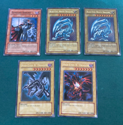 YU-GI-OH Card Lot 5 Cards RARES, HOLO RED EYES B. DRAGON, BLUE EYES WHITE DRAGON - Image 1