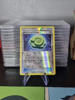 REVERSE HOLO Pokemon TCG Card XY Fates Collide Helix Fossil Omanyte 102/124 - Image 1