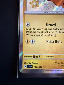 Pokemon TCG Holo Pikachu Card Paldean Fates 131/091 NM Baby Shiny - Image 4
