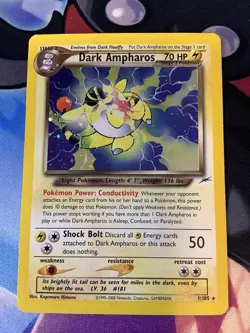 Pokemon Dark Ampharos TCG Neo Destiny Card 1/105 Unlimited Holo Rare - Image 1