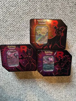 Pokemon Team Rocket 3 Tin Set - Mewtwo, Persian, and Nidoking - Image 1