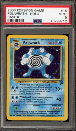 Pokemon Poliwrath Base Set 2 Holo Rare #15 PSA 9 Mint - Image 1