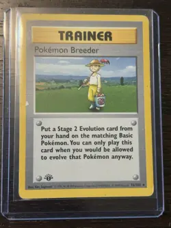 Pokemon Breeder 76/102 Base Set 1st Edition Shadowless Trainer Rare - Image 1