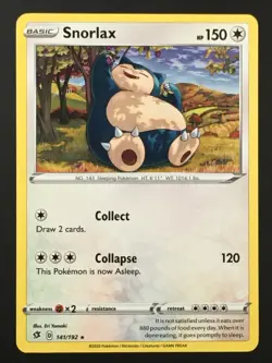 Pokemon TCG Snorlax 141/192 Swsh02: Rebel Clash Regular Rare NM - Image 1