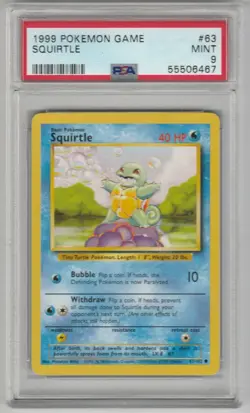 Squirtle 63/102 Base Set Unlimited Pokemon TCG PSA 9 Mint - Image 1
