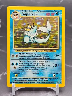 Vaporeon No Symbol Error Holo 12/64 Jungle 1999 WotC - LP English Pokemon - Image 1