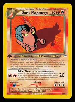 Dark Magcargo 18/105 Rare 1st Edition Neo Destiny Pokemon Card - Image 1