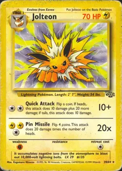 Jolteon 20/64 Rare Jungle Pokemon Card MP - Image 1
