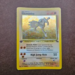 1st Edition Hitmonlee 7/62 Pokemon Fossil Holo Rare Card - First Ed HP - Image 1