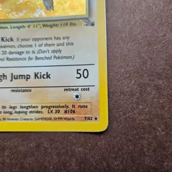 1st Edition Hitmonlee 7/62 Pokemon Fossil Holo Rare Card - First Ed HP - Image 5