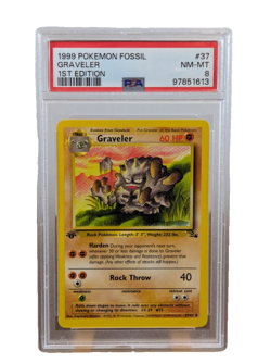 Graveler 37/62 Fossil PSA 8 1st Edition Graded 1999 Pokemon Card TCG NEAR MINT - Image 1