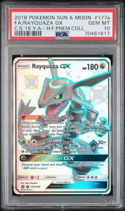 Pokemon PSA 10 Shiny Rayquaza GX 177a/168 Hidden Fates Premium Collection Promo - Image 1