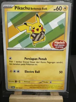 Pokemon Card Pikachu 101/SV-P BERKEMEJA BATIK PIKACHU'S INDONESIA JOURNEY 2024 - Image 2
