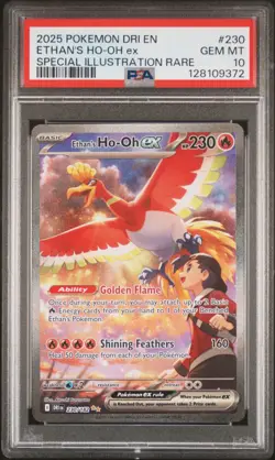PSA 10 Pokemon 2025 SV Destined Rivals Dri en Ethan's Ho-Oh EX #230/182 - Image 1